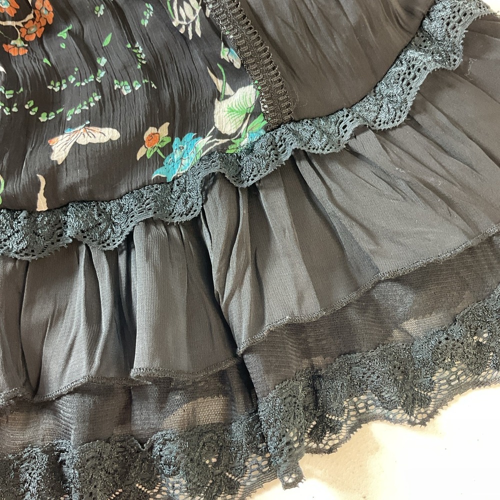 Vtg Finesse Y2K Babydoll Tank Top S Fairy Grunge Floral Coquette Lace Pleated - Picture 7 of 10